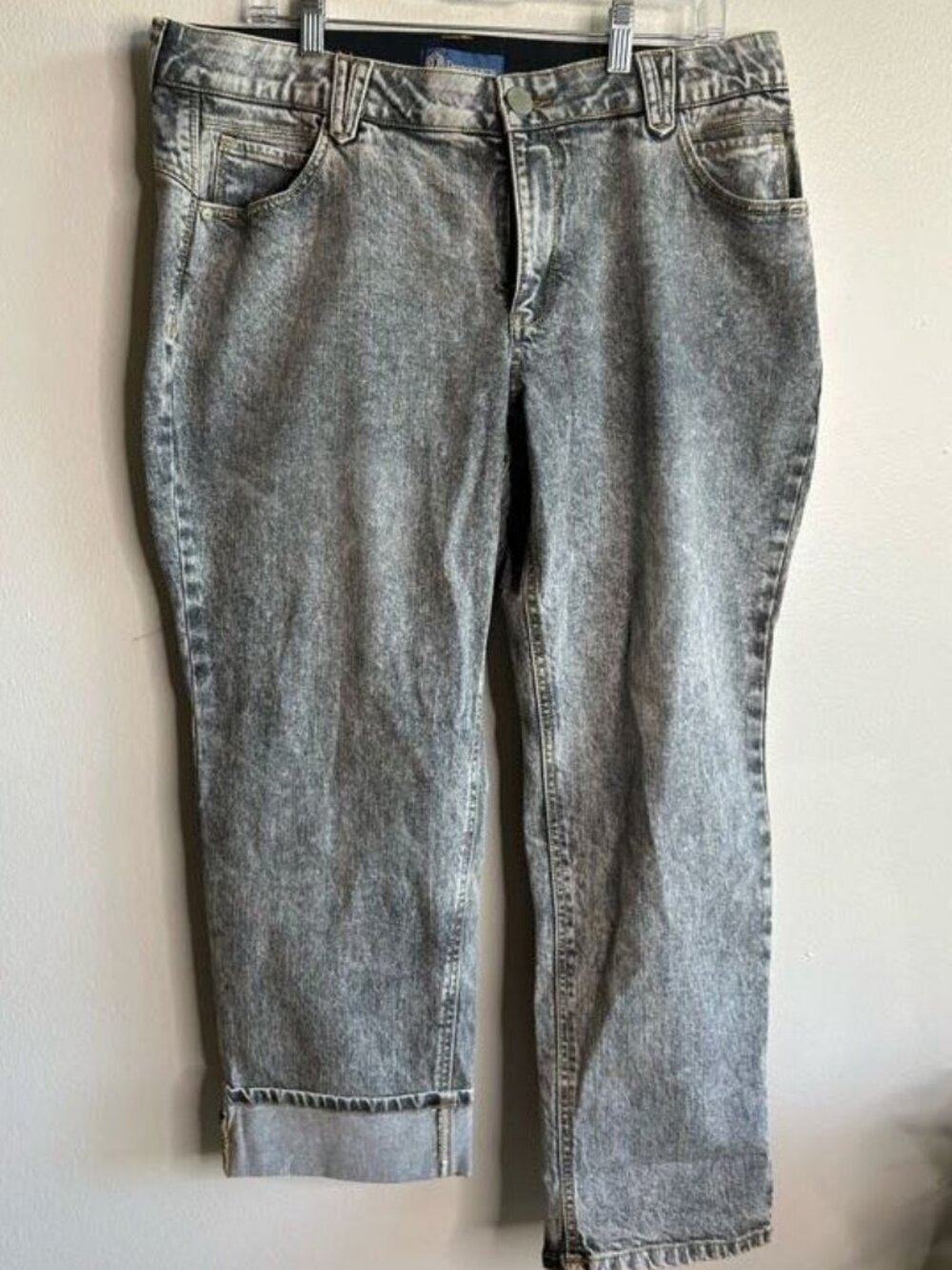 Democracy Jeans Womens 14W Ab Solution Elastic Waist Stretch Gray Straight Leg